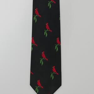 Belk Cardinal Bird Novelty Necktie Black Red Green | Made in USA | NC State Bird